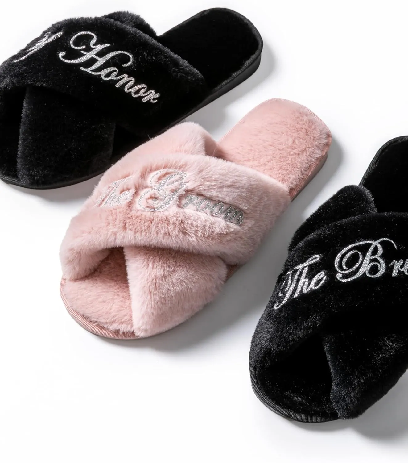 Bridal Slipper - Bridesmaid & Bachelorette Gifts - Silver Glitter Print