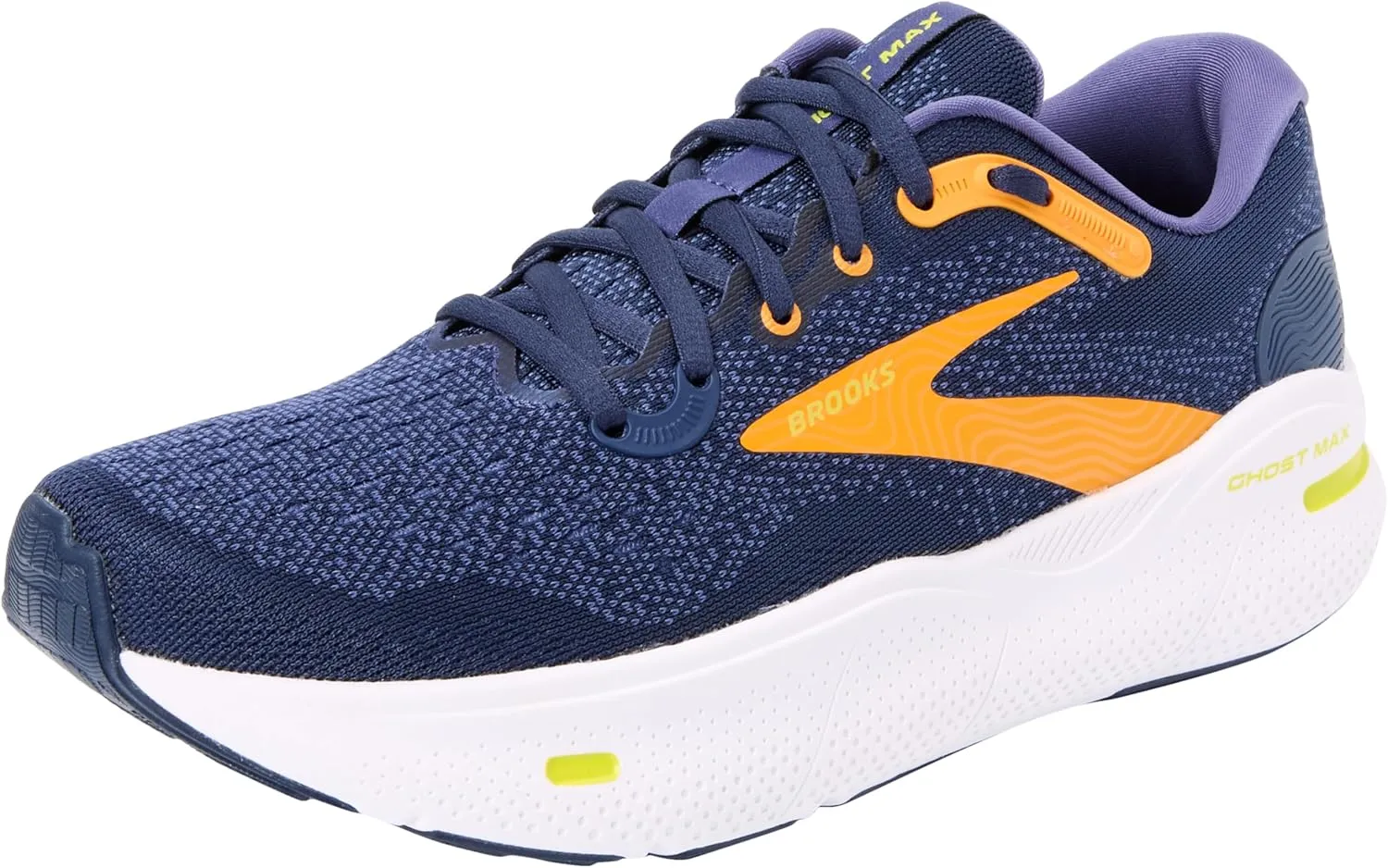 BROOKS Men's Ghost Max Sneaker, Red Orange Black Surf The Web