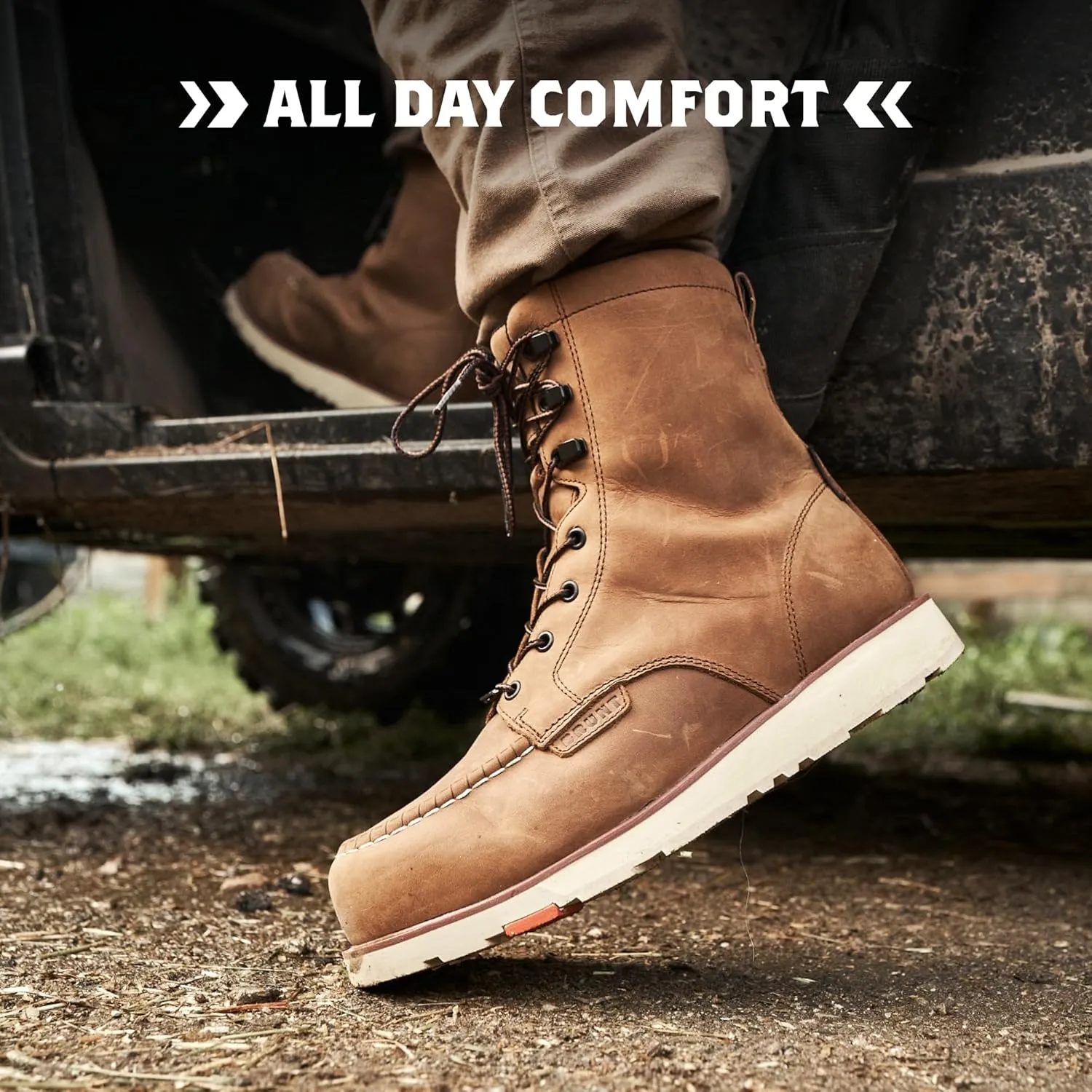 BRUNT The Marin (Comp Toe) - 8" Waterproof Safety Toe Work Boot - Electrical Hazard Rated - Slip   Oil Resistant - Adjustable Width System