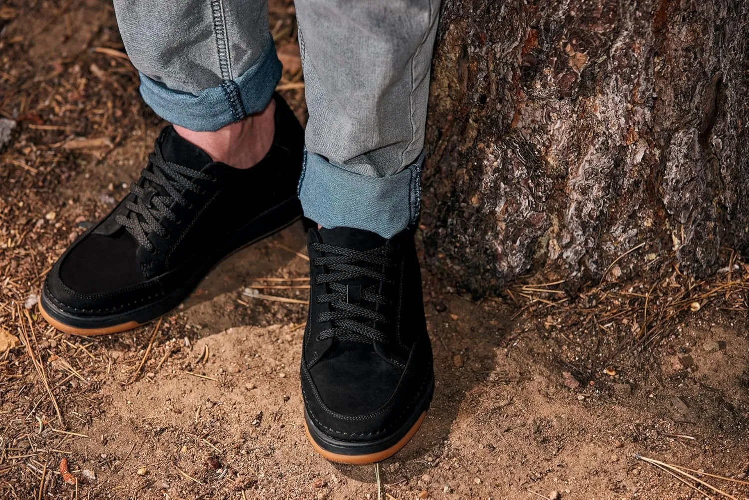 CALTO Men's Invisible Height Increasing Elevator Shoes - Noir Suede/Black & Gum Sole Premium Suede Leather Lace-up Fashion Sneakers - 2.6 Inches Taller - Y7933 - Size 9 D(M) US