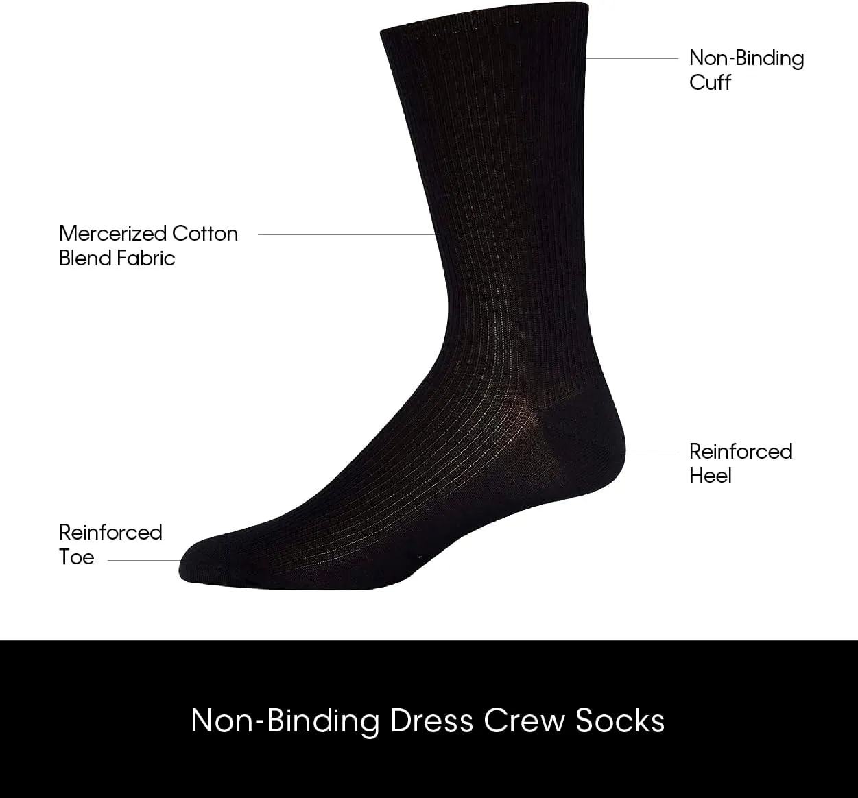 Calvin Klein Men's Dress Crew Socks - 6 Pack Soft Cushioned Non-Binding Cotton Work Dress Socks for Men (Sizes: 7-12)