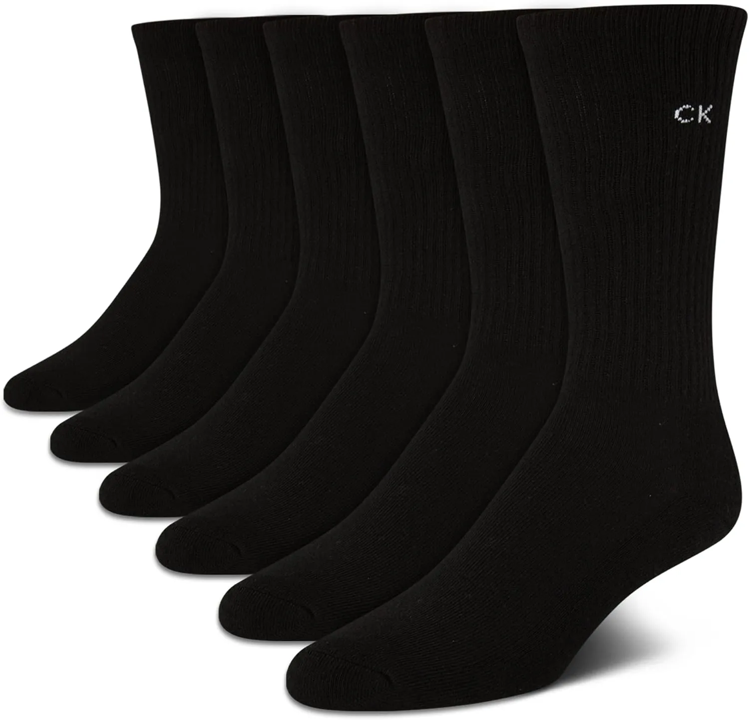 Calvin Klein Men's Dress Crew Socks - 6 Pack Soft Cushioned Non-Binding Cotton Work Dress Socks for Men (Sizes: 7-12)