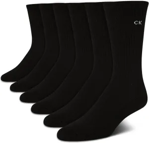 Calvin Klein Men's Dress Crew Socks - 6 Pack Soft Cushioned Non-Binding Cotton Work Dress Socks for Men (Sizes: 7-12)