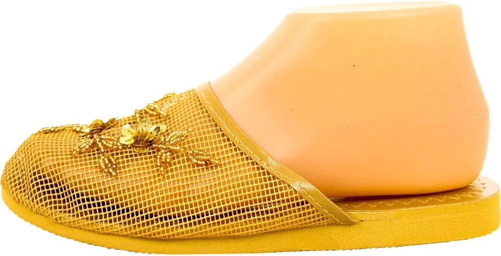 Cammie Women's Floral Beaded Mesh Chinese Slippers