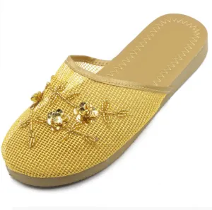 Cammie Women's Floral Beaded Mesh Chinese Slippers