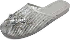 Cammie Women's Floral Beaded Mesh Chinese Slippers