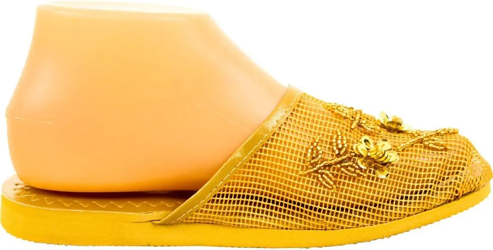 Cammie Women's Floral Beaded Mesh Chinese Slippers
