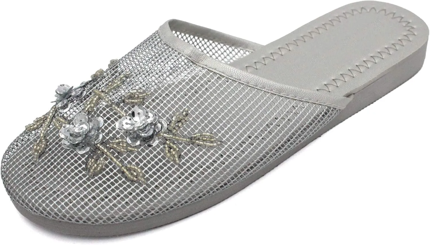 Cammie Women's Floral Beaded Mesh Chinese Slippers