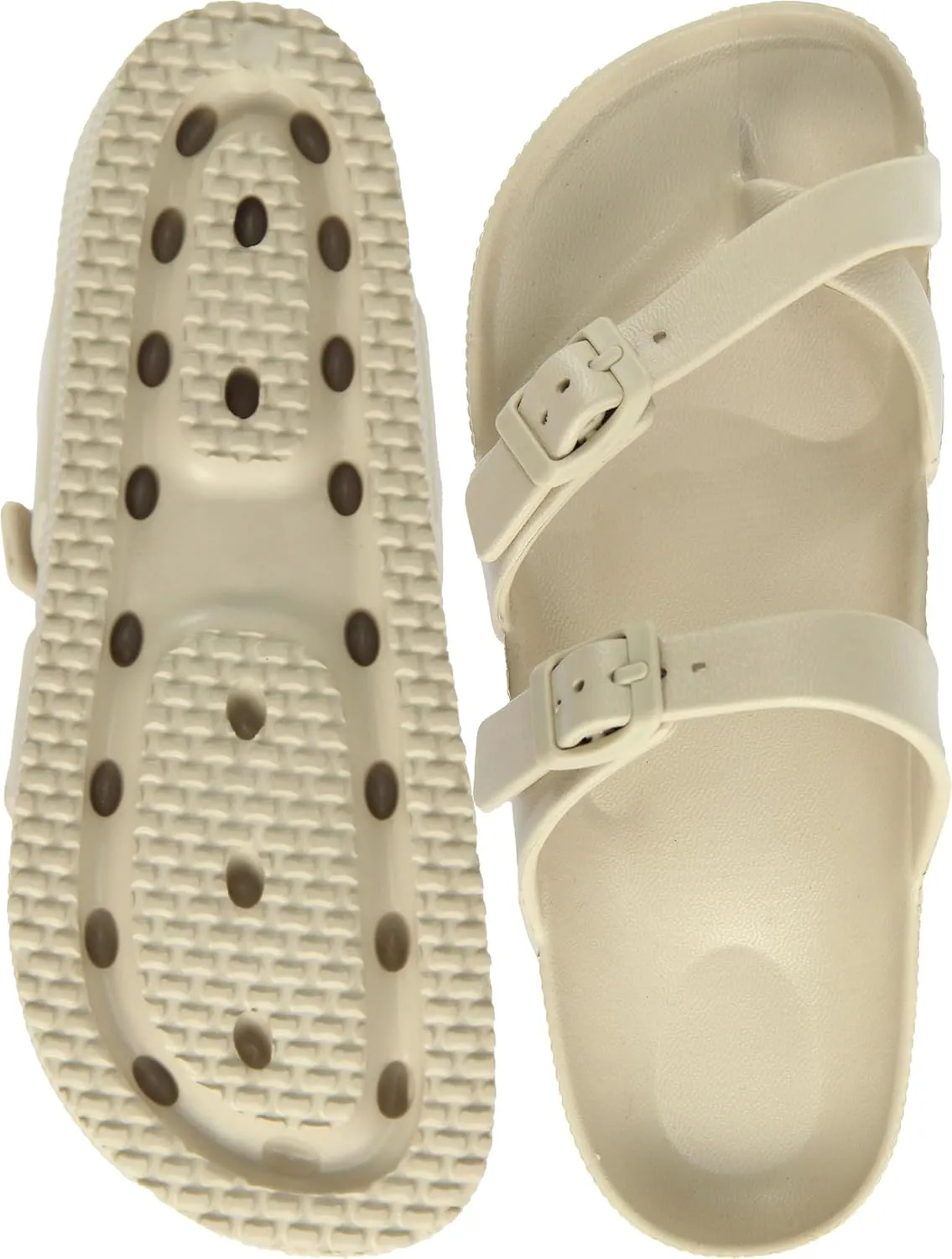 CAMVAVSR Womens Sandals with Arch Support - Comfortable Adjustable Buckles Beach Slides - Lightweight Summer Platform Sandal Chunky Cushioned