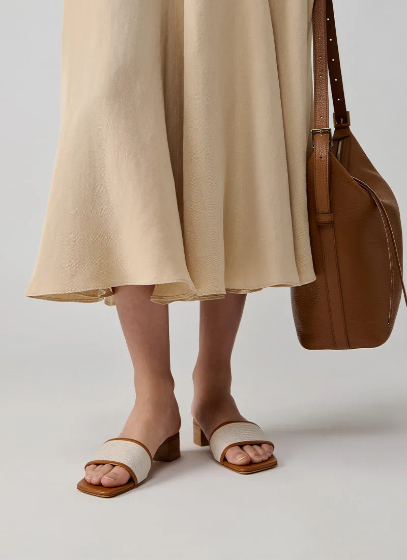 Canvas Leather Slide