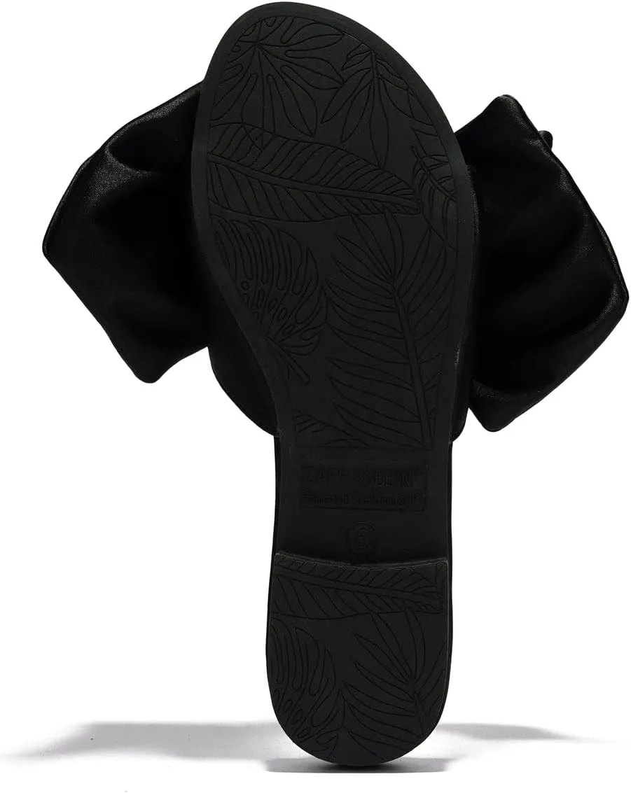 Cape Robbin Women's Chrisler Slip On Flats Oversize Bow Accent Slide Sandals