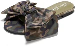 Cape Robbin Women's Chrisler Slip On Flats Oversize Bow Accent Slide Sandals