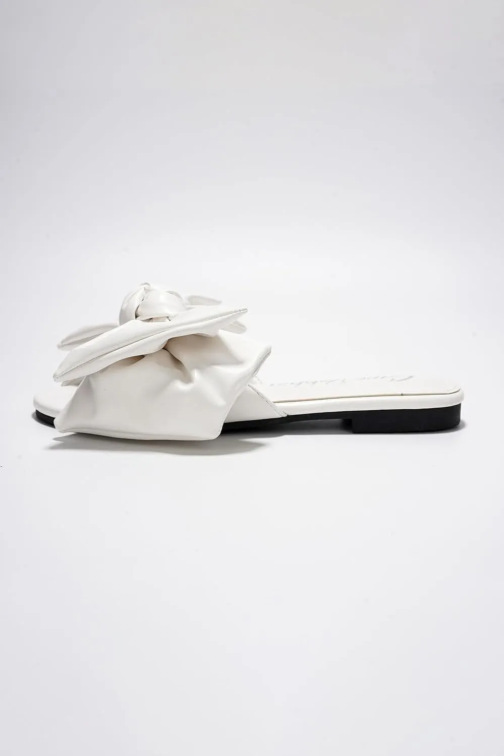 Cape Robbin Women's Chrisler Slip On Flats Oversize Bow Accent Slide Sandals