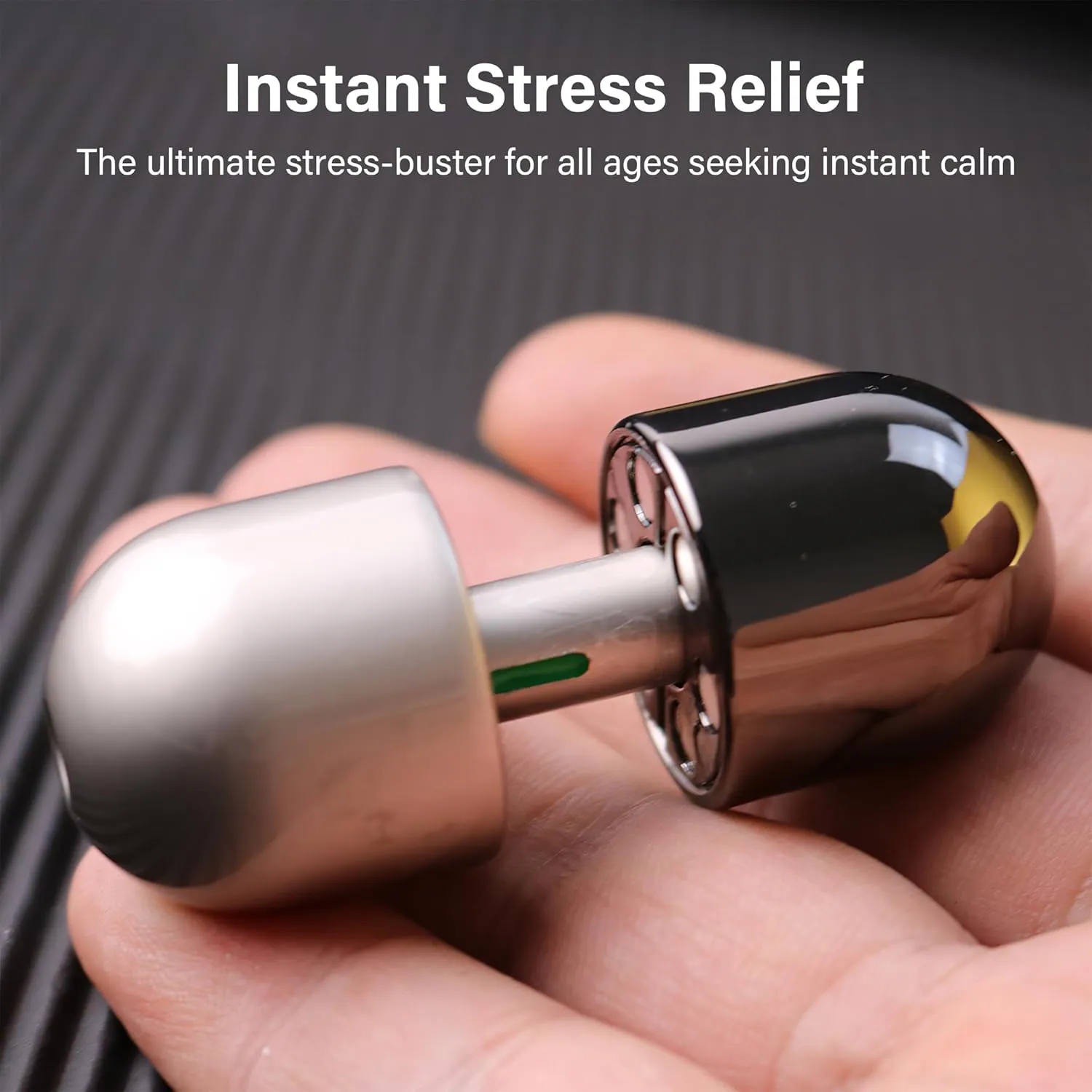 Capsule Fidget Toy for Adults, Metal Fidget Spinner with Spinning Top, EDC Toy Haptic Fidget Slider Coin, Slide Push for Stress Anxiety Relief, Stainless Steel, Silver Black