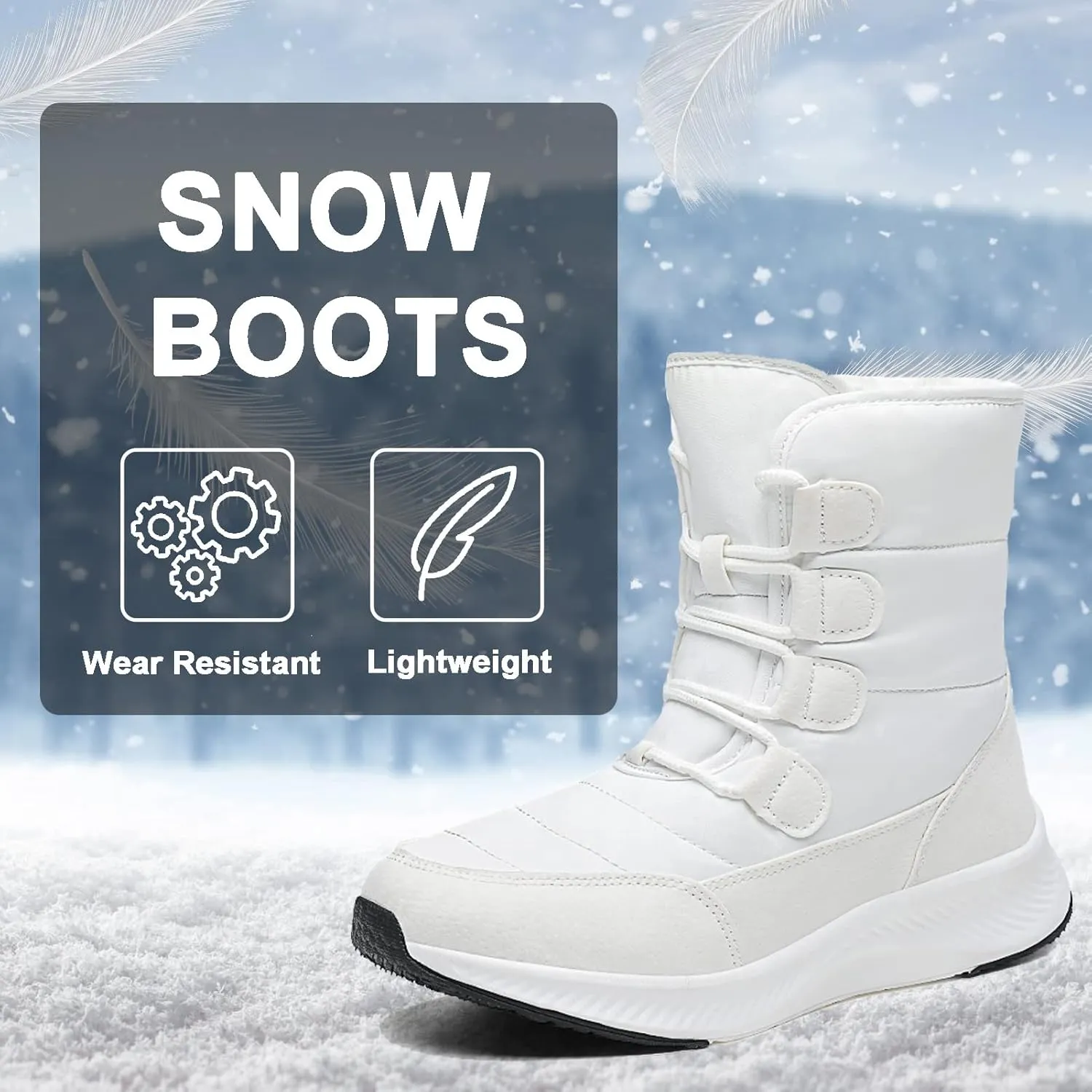 CERYTHRINA Womens Waterproof Booties Lightweight Winter Fur Lined Walking Boots Anti-Slip Outdoor Snow Boots