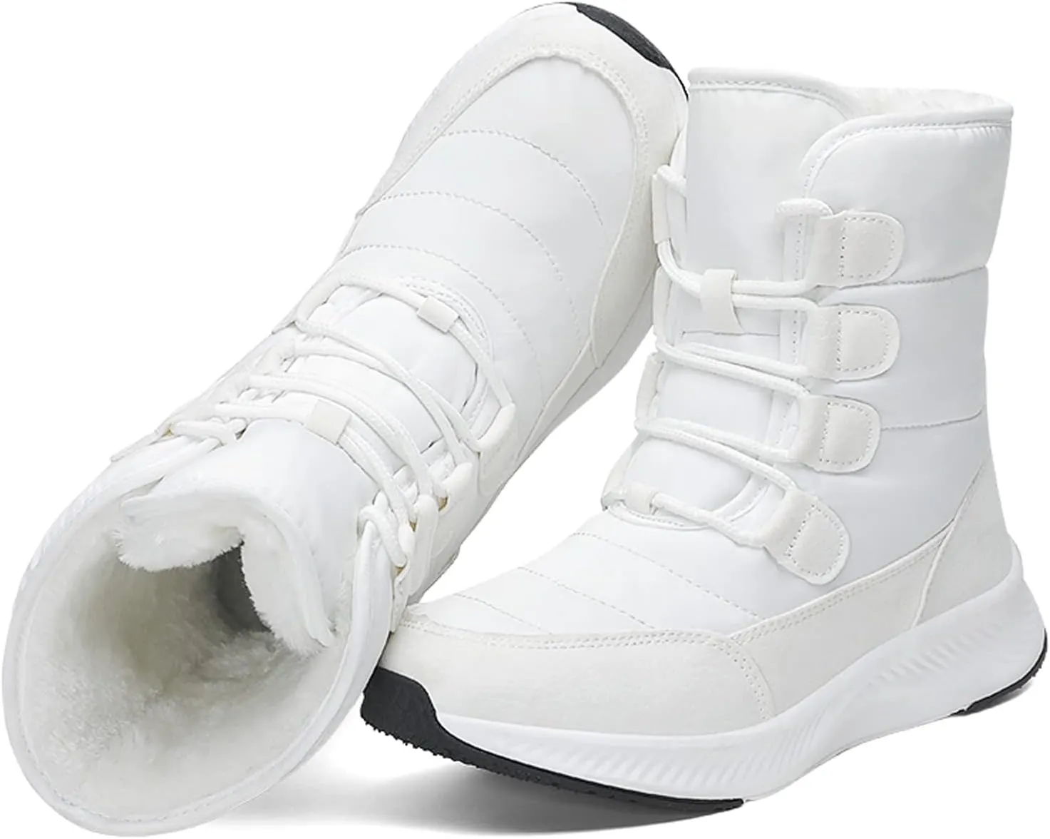 CERYTHRINA Womens Waterproof Booties Lightweight Winter Fur Lined Walking Boots Anti-Slip Outdoor Snow Boots