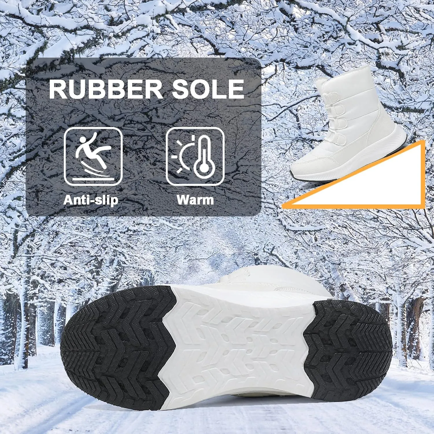 CERYTHRINA Womens Waterproof Booties Lightweight Winter Fur Lined Walking Boots Anti-Slip Outdoor Snow Boots