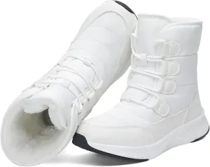 CERYTHRINA Womens Waterproof Booties Lightweight Winter Fur Lined Walking Boots Anti-Slip Outdoor Snow Boots