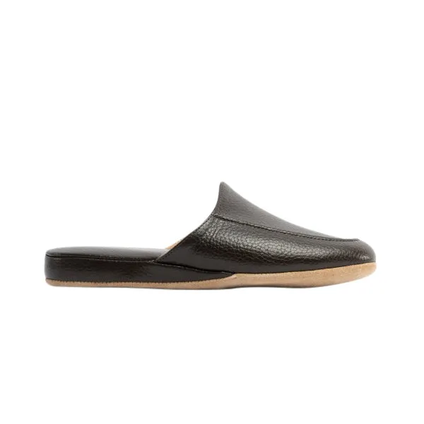 Chaleur ROBERTO Mens Leather Mule Slippers Brown