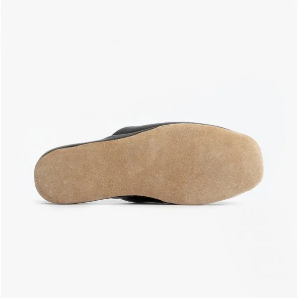 Chaleur ROBERTO Mens Leather Mule Slippers Brown