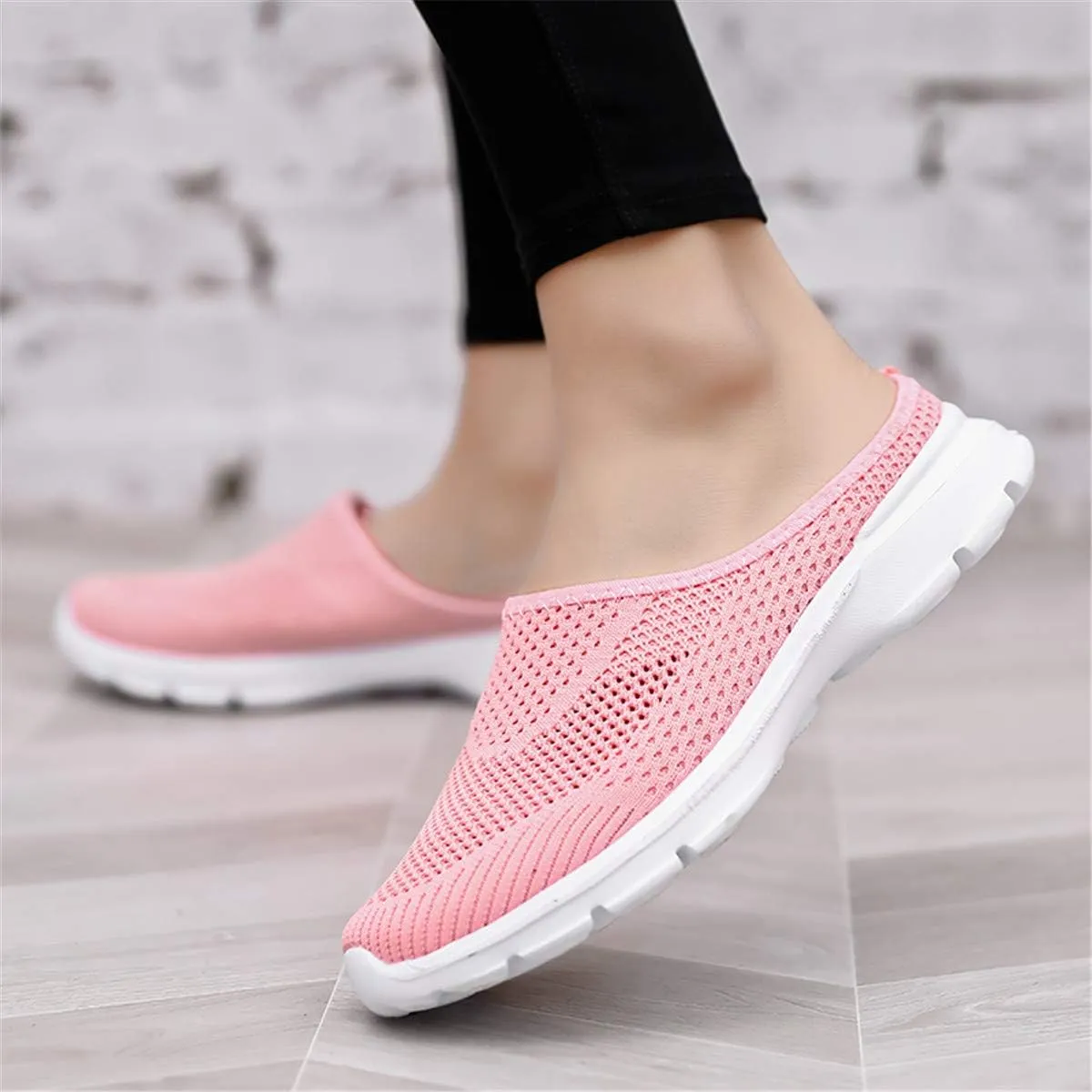 ChicWind Womens Breathable Mesh Walking Mules Sneakers Open Back Slip On Shoes