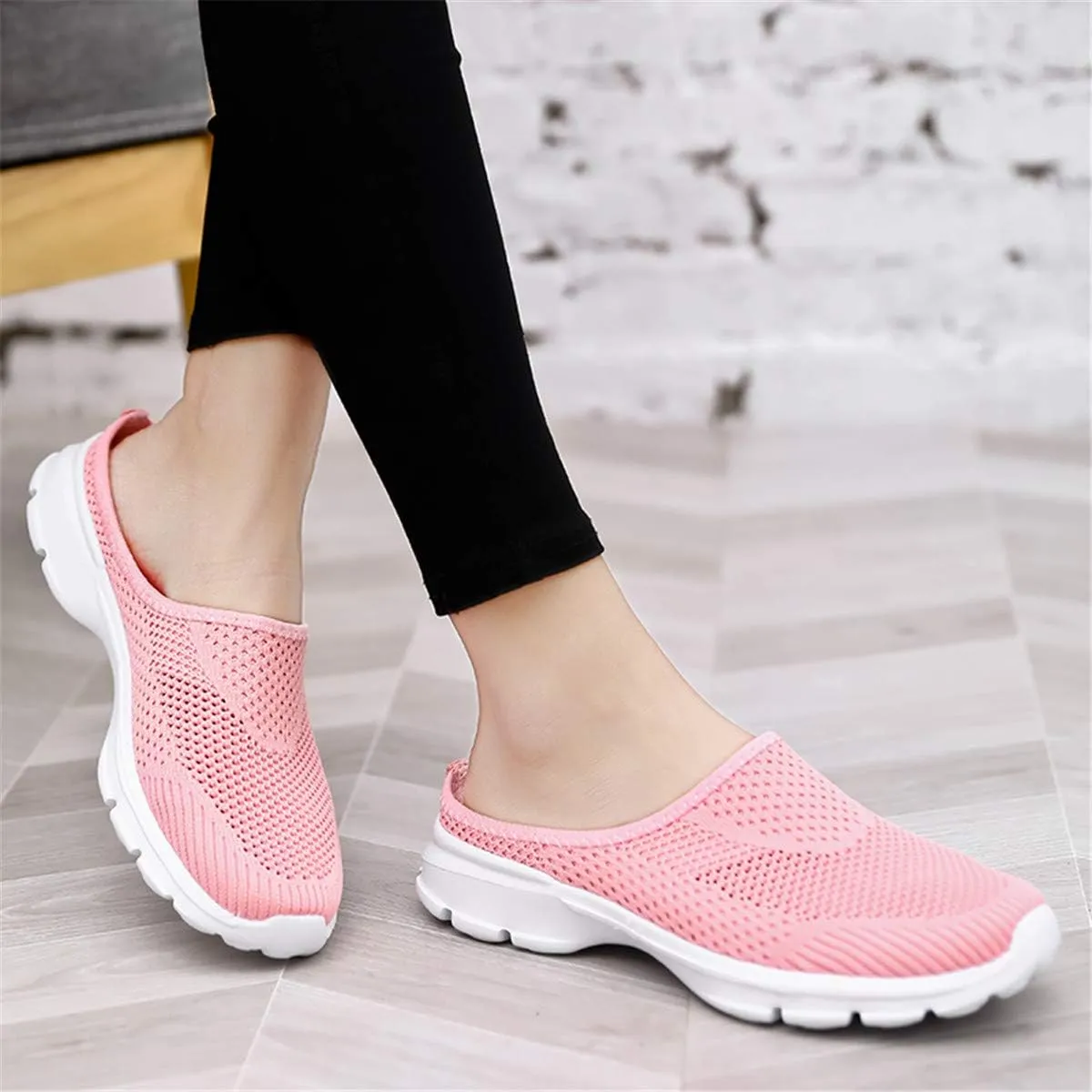 ChicWind Womens Breathable Mesh Walking Mules Sneakers Open Back Slip On Shoes