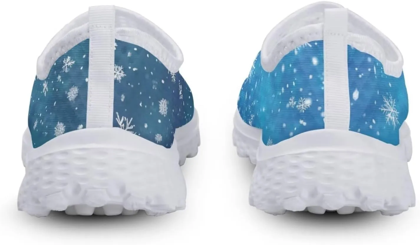 Christmas Roading Running Shoes Breathable Mesh Outdoor Walking Shoes Slip On Loafer Shoes Size 5.5-11.5