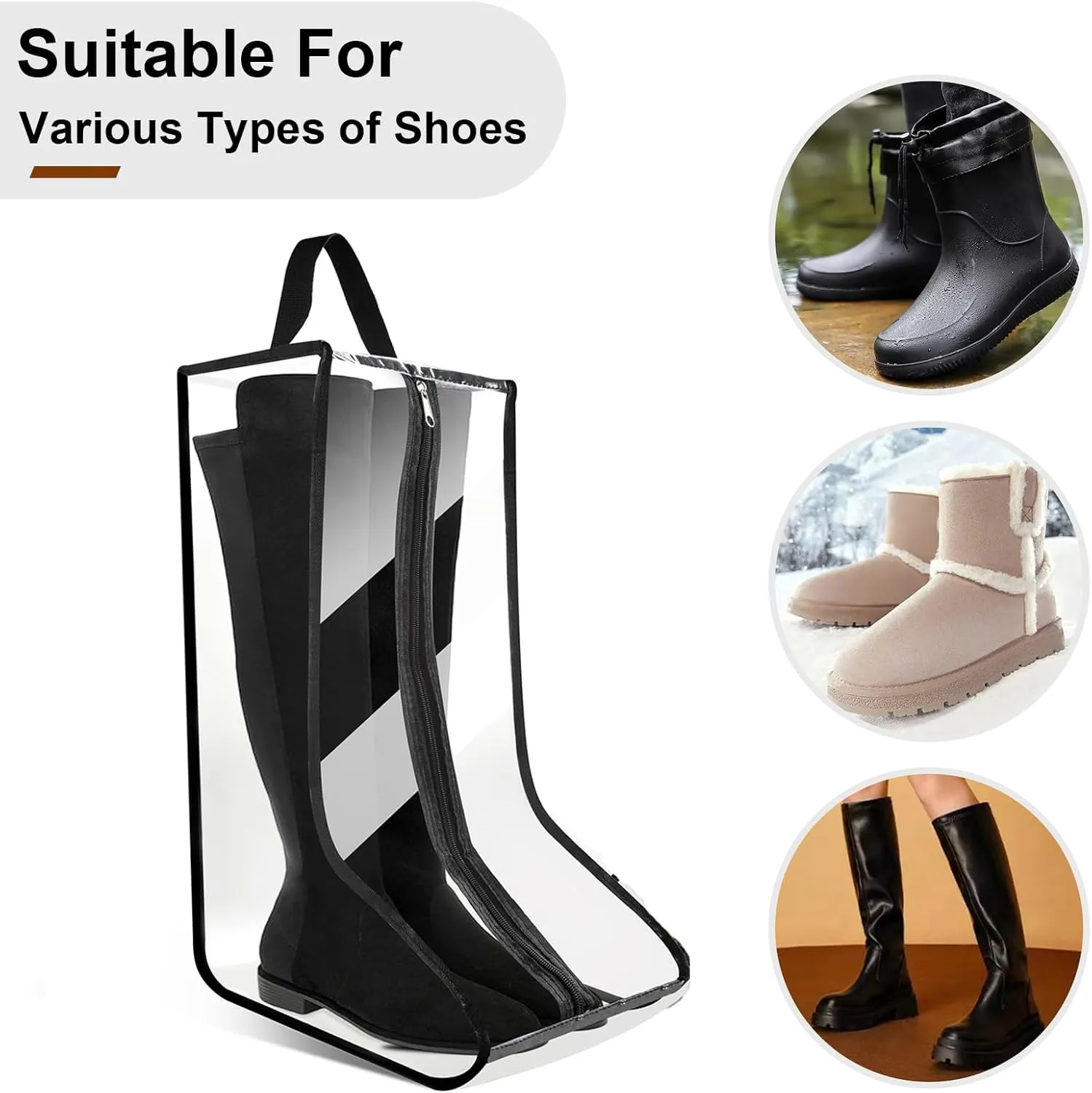 CiBiZi Tall Boot Bags Organizer for Travel Waterproof Cowboy Boots Bags for Storage Portable Shoe Travel Bags for Women Men Hangable Ski Boot Bags Dust-free Shoe Bags 2PACK