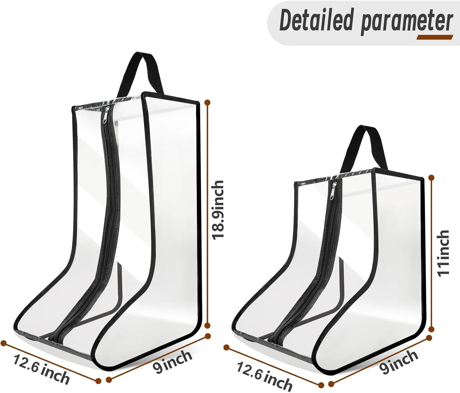 CiBiZi Tall Boot Bags Organizer for Travel Waterproof Cowboy Boots Bags for Storage Portable Shoe Travel Bags for Women Men Hangable Ski Boot Bags Dust-free Shoe Bags 2PACK