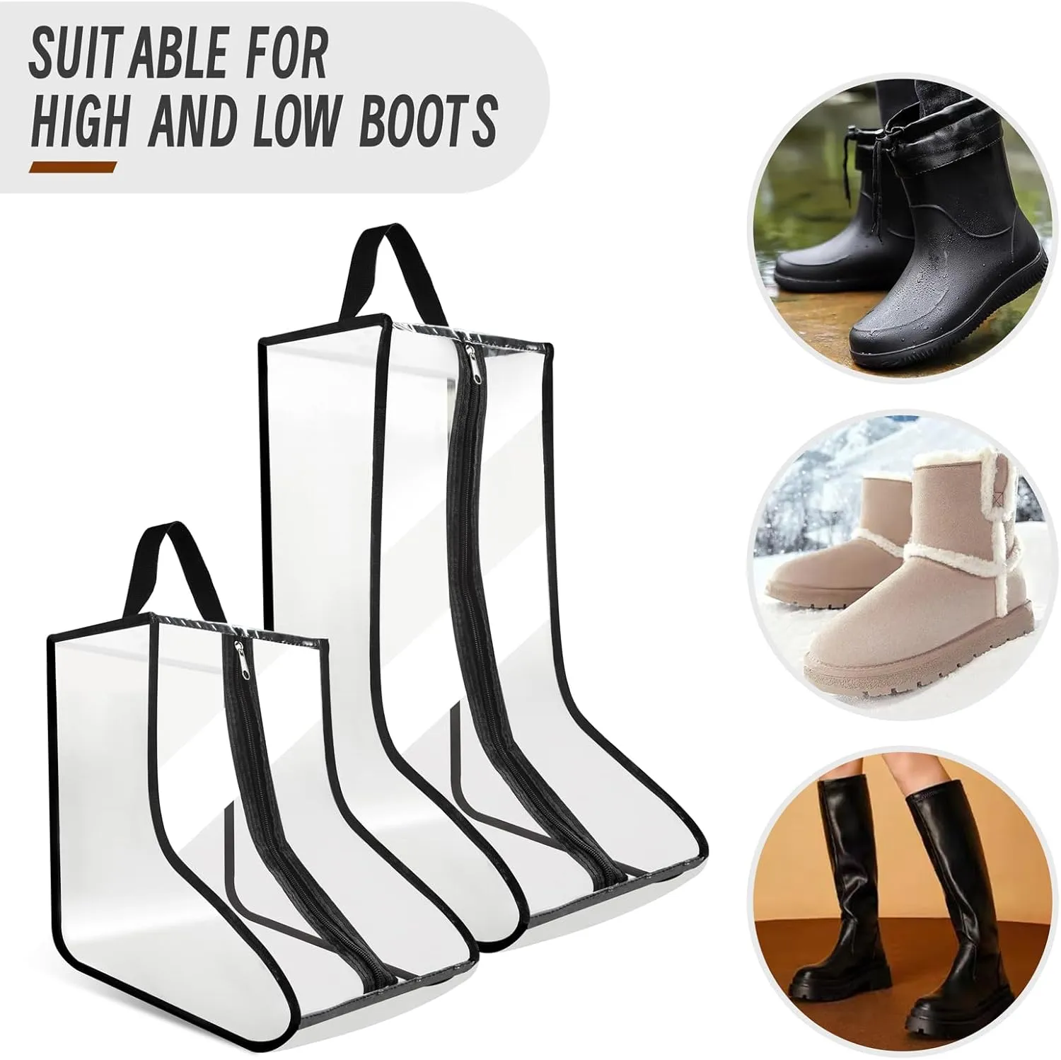 CiBiZi Tall Boot Bags Organizer for Travel Waterproof Cowboy Boots Bags for Storage Portable Shoe Travel Bags for Women Men Hangable Ski Boot Bags Dust-free Shoe Bags 4PACK