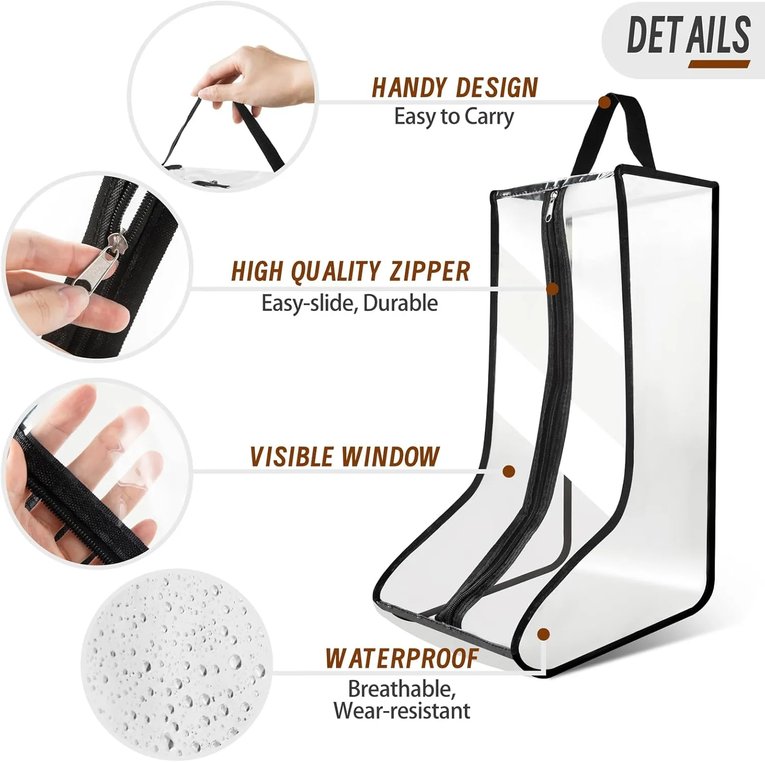 CiBiZi Tall Boot Bags Organizer for Travel Waterproof Cowboy Boots Bags for Storage Portable Shoe Travel Bags for Women Men Hangable Ski Boot Bags Dust-free Shoe Bags 4PACK