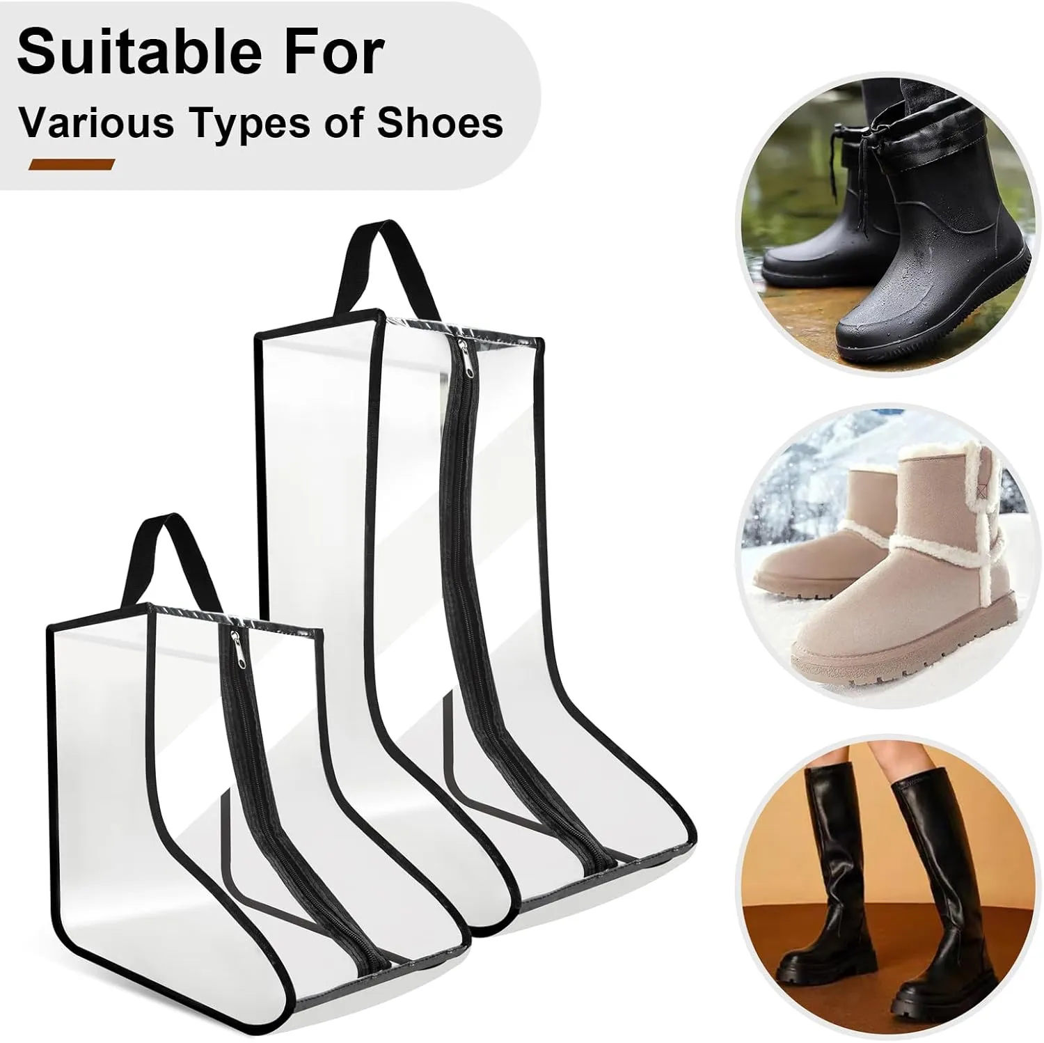 CiBiZi Tall Boot Bags Organizer for Travel Waterproof Cowboy Boots Bags for Storage Portable Shoe Travel Bags for Women Men Hangable Ski Boot Bags Dust-free Shoe Bags 4PACK