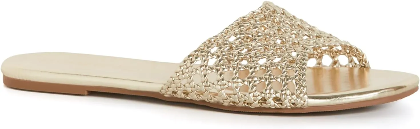 City Chic Women's Wide Fit Slide - Weave Flat