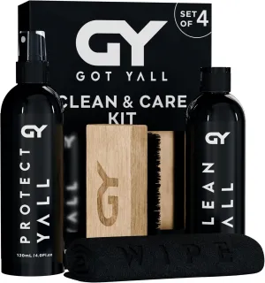 Clean and Waterproof protect 4-in-1 Kit- gentle and effective cleaner, long lasting protector spray, brush and towel; For nubuck, mesh, leather, tennis, football, sneakers