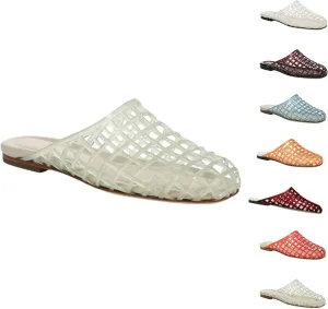Clear Jelly Shoes for Women Slip on Clear Hollow Closed Toe Flat Sandals Beach Jellies Slippers Summer Slide Shoesv