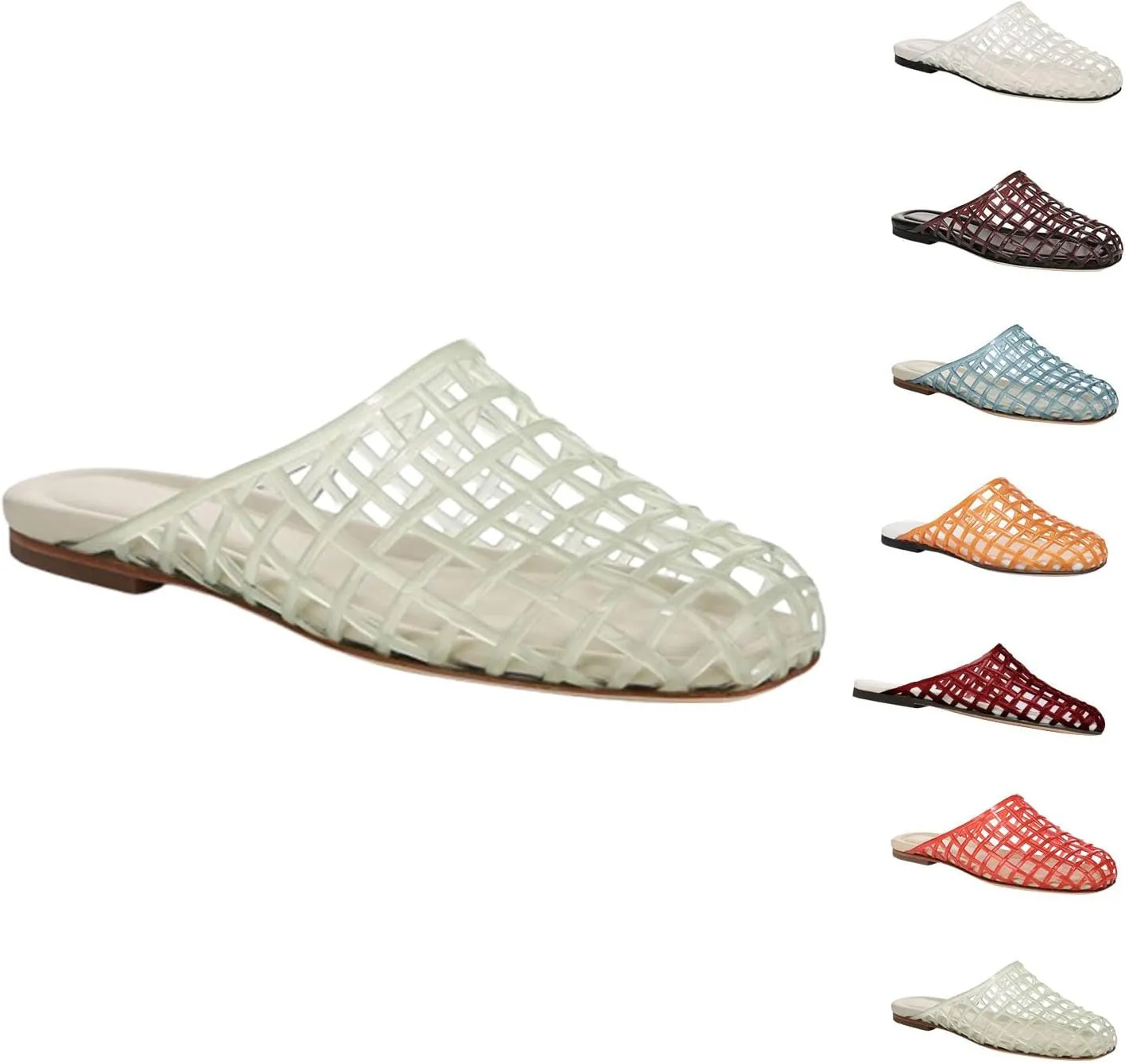 Clear Jelly Shoes for Women Slip on Clear Hollow Closed Toe Flat Sandals Beach Jellies Slippers Summer Slide Shoesv