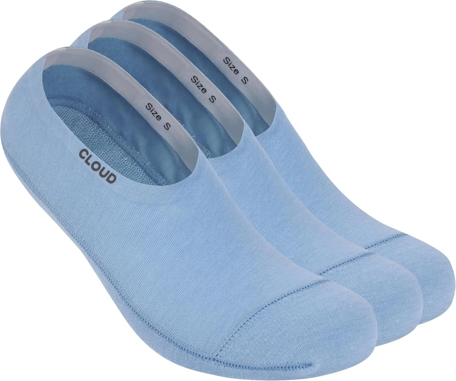 Cloud Ankle No Show Socks, Non Slip, Loafer Sneaker Flats, Boat Shoe Invisible Low Cut Cotton, Blue, extrasmall, 3 Pack (US, Alpha, X-Small, Regular, Regular, Ankle_3Pack, Blue)