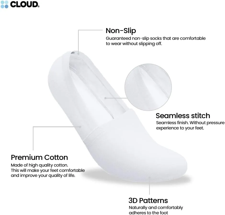 Cloud No Show Socks Non Slip Loafer Sneaker Flats Boat Shoe Invisible Low Cut Liner Cotton Socks For Men and Women