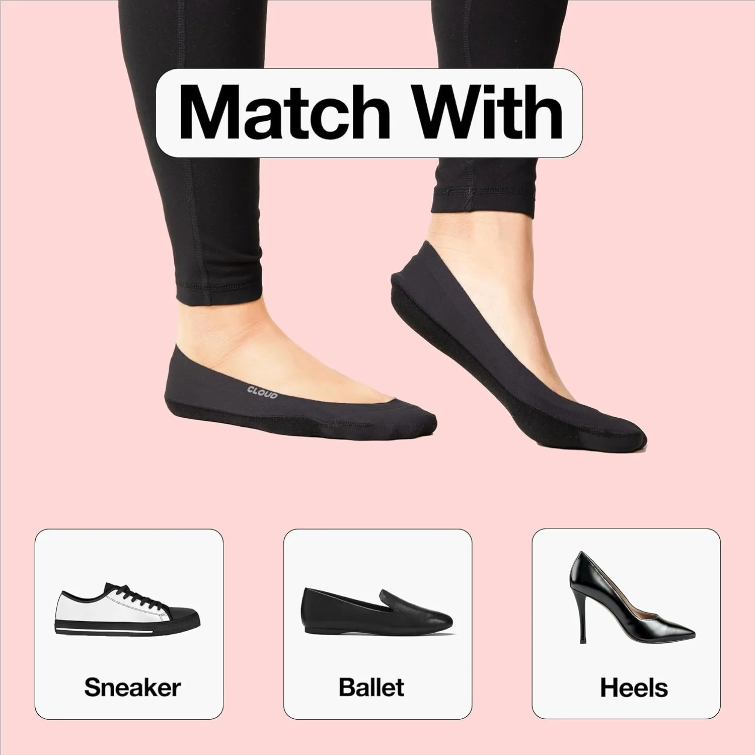Cloud No Show Socks Womens Invisible Non Slip Low-Cut Liner - Thin Invisible Loafer Flats & Ballet - Low Front