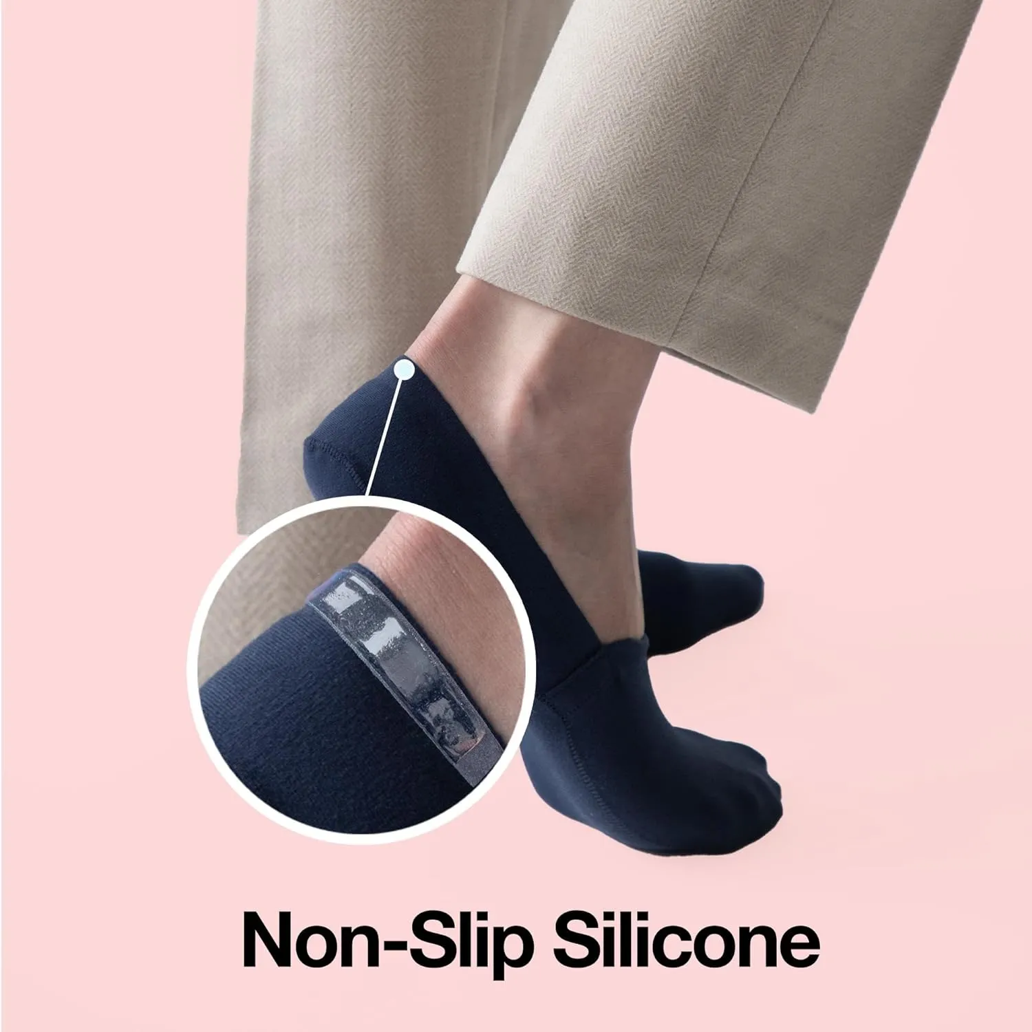Cloud No Show Socks Womens Invisible Non Slip Low-Cut Liner - Thin Invisible Loafer Flats & Ballet - Low Front