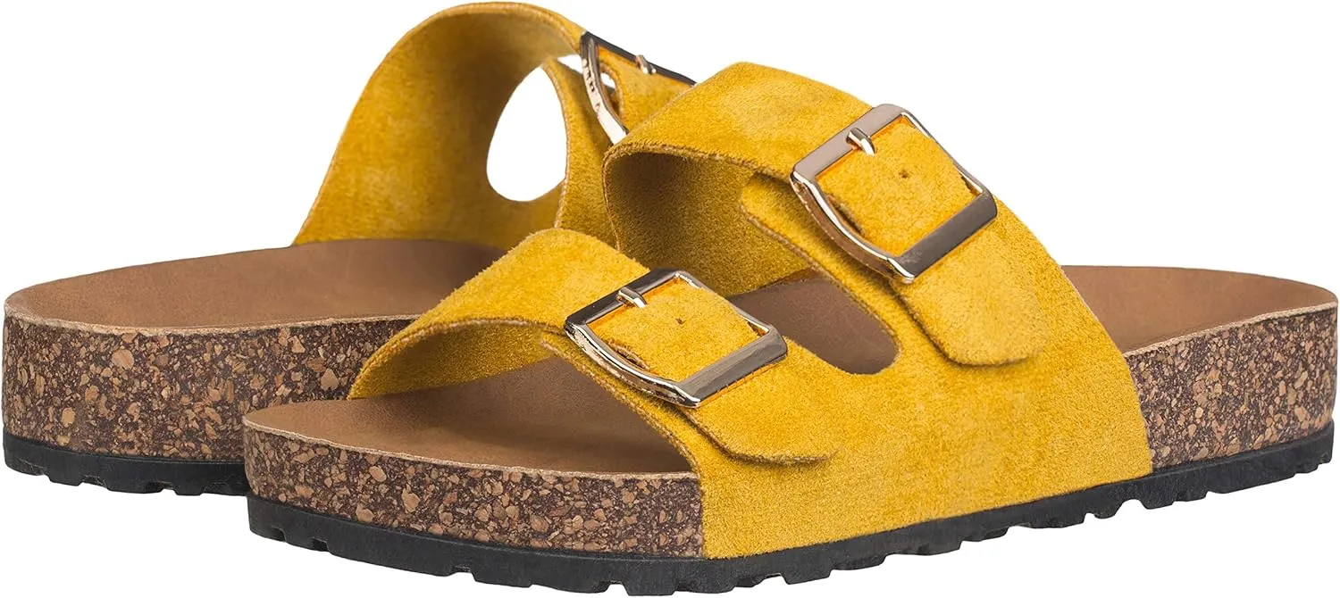 CLOVERLAY Women's Slide Sandals Casual Cork Footbed Platform Sandals Open Toe Slides