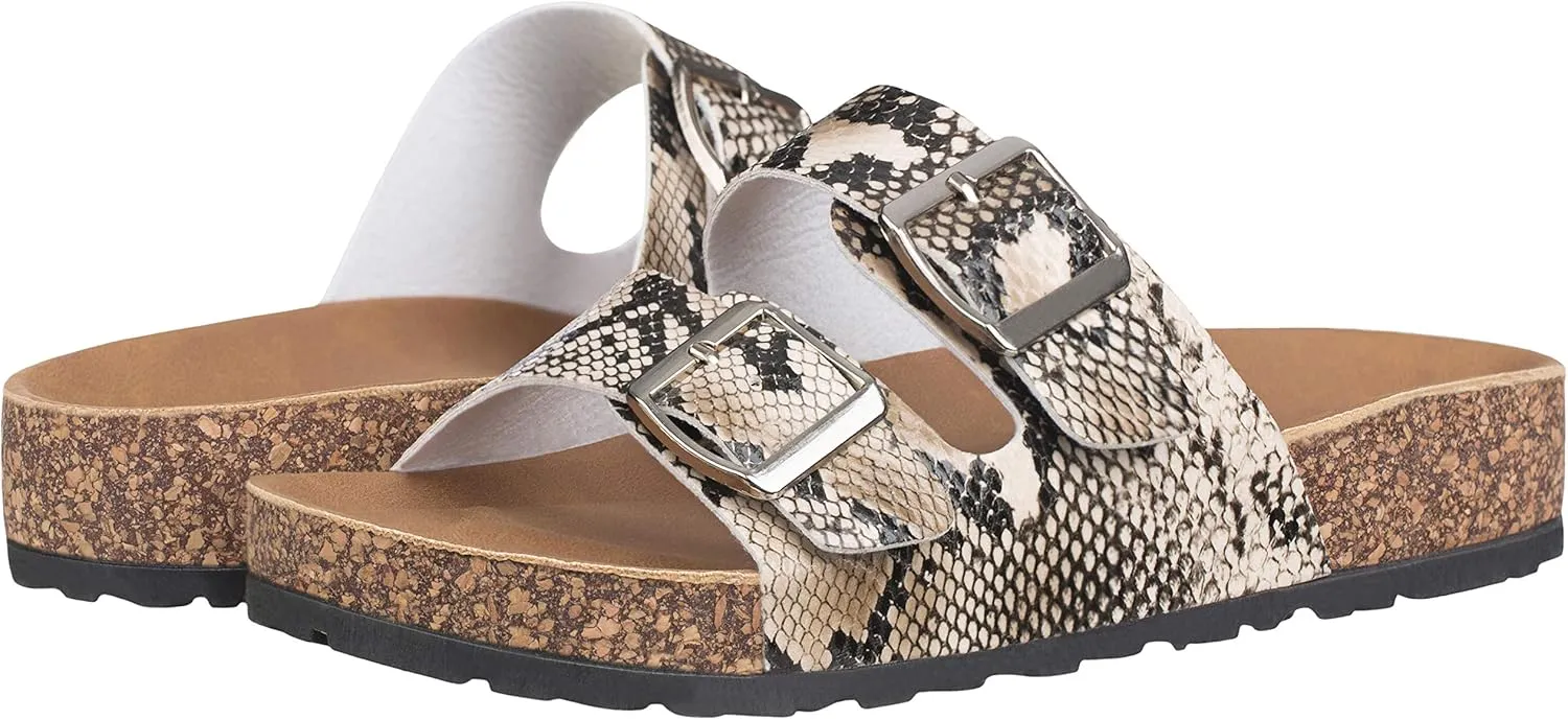 CLOVERLAY Women's Slide Sandals Casual Cork Footbed Platform Sandals Open Toe Slides