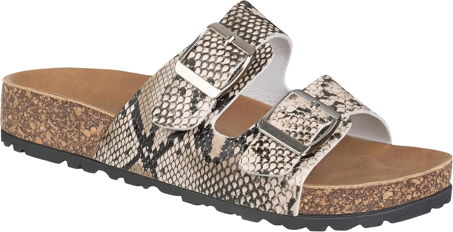 CLOVERLAY Women's Slide Sandals Casual Cork Footbed Platform Sandals Open Toe Slides