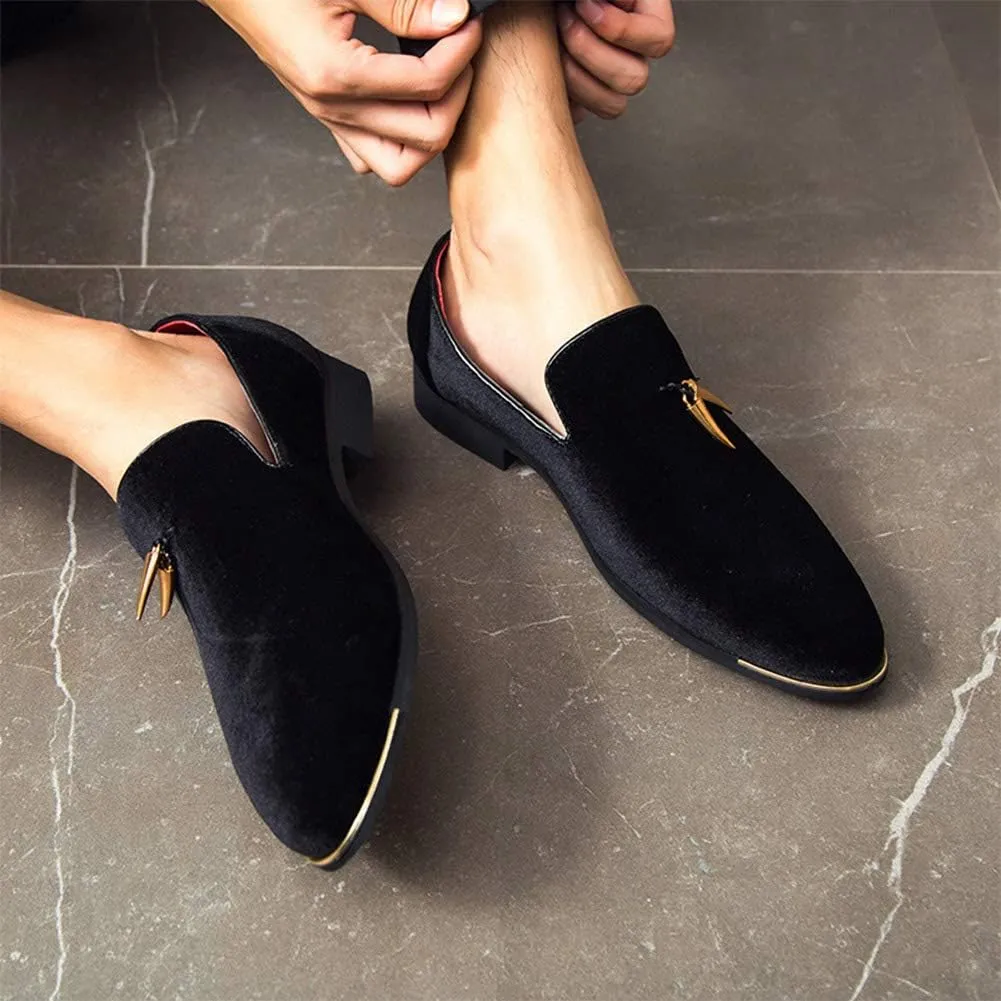CMM Men's Metallic Penny Slippers Flats Velvet Loafers Slip-On Dress Plus Size Shoes Size 6-13