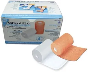 CoFlex 8840UBZ-TN Unna Boot and Cohesive Bandage with Zinc Box of 8 Sets, 4", 6 yds, Zinc, Latex Free