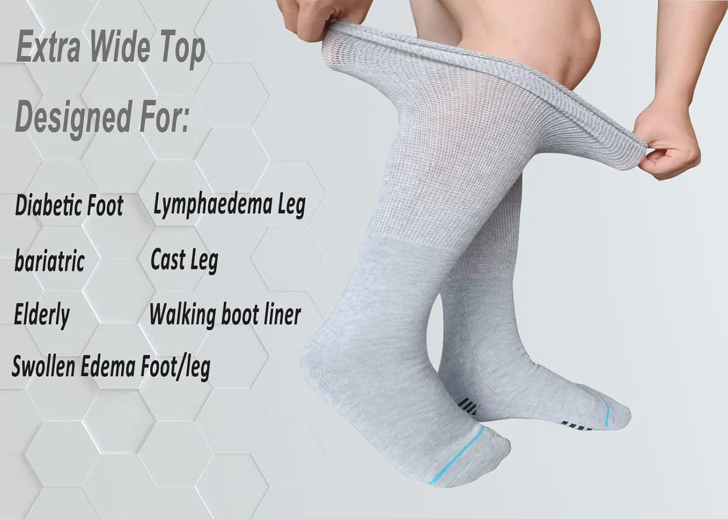 COIYUFUX Extra Width Socks For Bariatric Diabetic For Men Women, Cast Lymphedema Socks for Swollen Foot Ankle 2 Pairs
