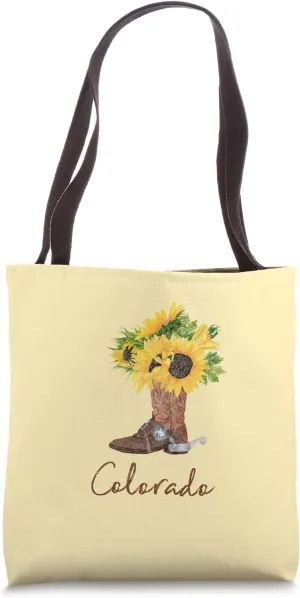 Colorado Ranch Cowboy Boot Cowgirl Sunflower Whimsy Rancher Tote Bag