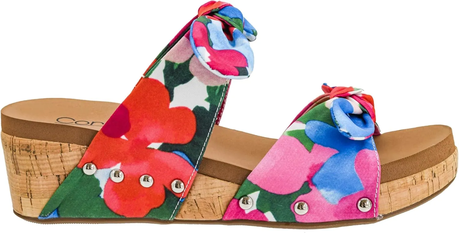 Corkys Footwear Women's Sittin Pretty Wedge Sandal - 2 Inch Cushioned Wedge, Slip On Closure for Comfort & Style, Perfect for Casual & Dressy Outfits, All Day Wear