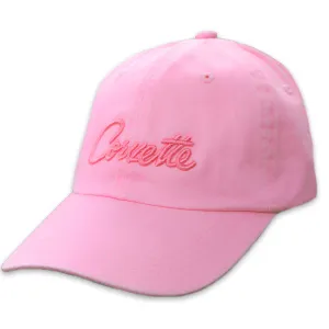 Corvette Puff Embroidered Cotton Pink Twill Cap