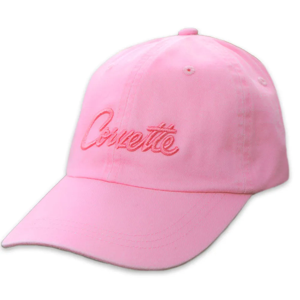 Corvette Puff Embroidered Cotton Pink Twill Cap